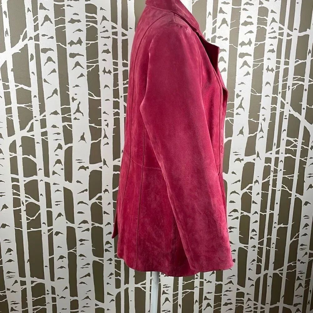 Dialogue Raspberry Pink Suede Blazer S - Picture 2 of 15